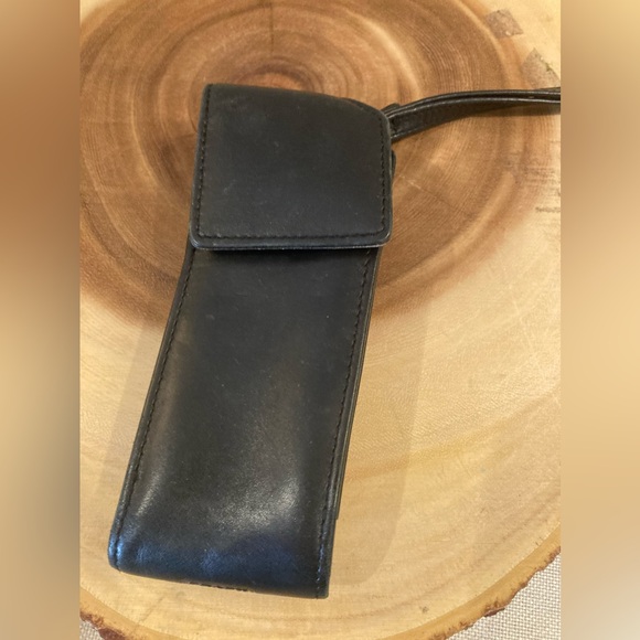 Coach Black Leather Vintage Phone Case Belt Bag glasses Unisex Case - Picture 2 of 6